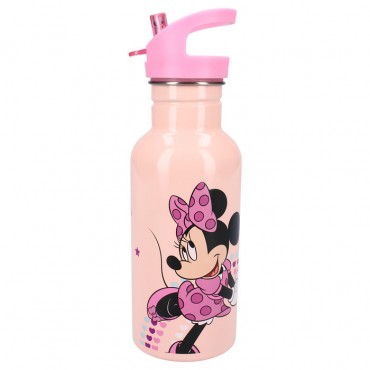 BOTELLA ALUMINIO TERMICA CON PAJITA 500ML MINNIE MOUSE PINK