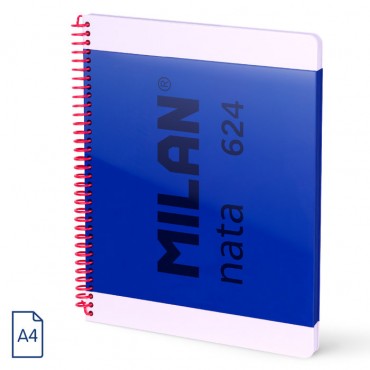 Cuaderno a4 espiral tapa dura cuadriculado 80h nata azul