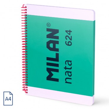 Cuaderno a4 espiral tapa dura cuadriculado 80h nata verde